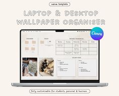 laptop and desktop wallpaper organizer with text overlay