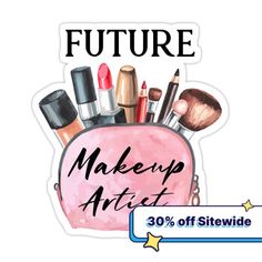 an advertisement with makeup products in the shape of a purse