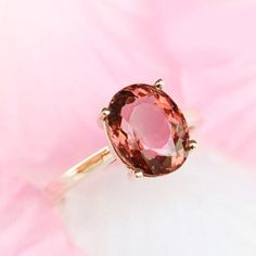 Pink Tourmaline Ring 3.20 Carat Tourmaline Cocktail Ring Oval - Etsy Brilliant Ring, Pink Tourmaline Ring, Engagement Ring Shapes, Claw Setting, Ring Oval, Tourmaline Ring, October Birth Stone, Cocktail Ring, Pink Tourmaline