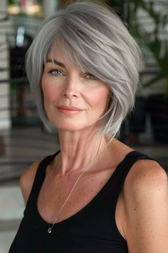 25 Beautiful Cute Gray Bob Hairstyles | Fabbon Gray Bob Hairstyles, Straight Bobs, Lilac Highlights, Tapered Bob, Gray Bob, Lilac Hair Color, Grey Bob Hairstyles, Grey Bob, Cute Bob