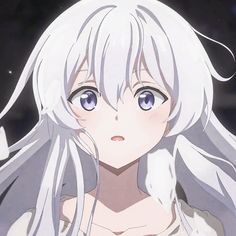 an anime character with long white hair and blue eyes