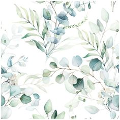 watercolor painting of green leaves and branches