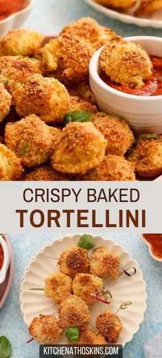 Learn how to make easy crispy tortellini in oven that's healthy and is one of the best tortellini recipes using cheese tortellini. If you have wondered what to make with tortellini pasta, then this is a perfect snack idea on a stick served with marinara, garlic parmesan sauce or ranch dressing for snack or appetizer for parties. Get this baked tortellini recipe at kitchenathoskins.com. Tortellini Bake, Tortellini Recipes, Tortellini Pasta