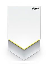 a white box with yellow trim on the bottom and sides, sitting in front of a white background