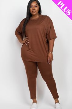 Plus Size Oversized T-shirt & Leggings Set - Capella Apparel Oversize Shirt, Casual Home, Princess Outfits, Leggings Set, Loungewear Set, Touch Me, Oversized T Shirt, Soft Light, Online Retail