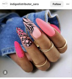 Wild Pink 💕🦓💕 Wild Summer Nails, Jungle Nails, Sommer Nails, Wild Nails, Zebra Nails, Long Nail Designs, Nails Now, French Tip Acrylic Nails, Nail Candy