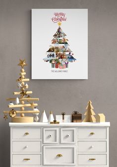 a white christmas tree with presents on top