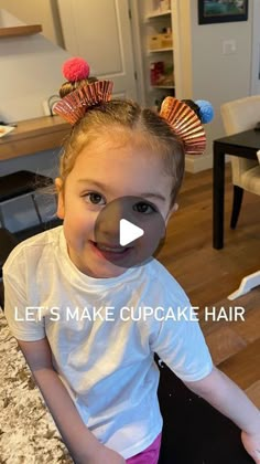 Dana Whisker on Instagram: "Ruby had crazy hair and dress day at school today so I did this easy Cupcake Hair. When I say easy, I mean it. I pulled the hot glue gun out at 7:17am and my husband’s face was like “reaaaallllyyy why do we have to bring the hot glue gun into this when we need to leave in 13 minutes.” 😂  #daughter #hairstyles #cupcakehair #cupcakebuns #crazyhair" Fast Crazy Hair Day Ideas, Short Hair Wacky Hair Day, Quick Crazy Hair Day Ideas For Kids, Tacky Hair Day Ideas, Creative Crazy Hair Day Ideas, Wacky Halloween Hair, Crazy Hair Day Thanksgiving, Crazy Hair Day For Toddler Girl, Crazy Hair Day Short Hair Girls Schools