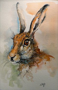 a painting of a brown bunny rabbit