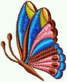 a blue and pink butterfly with yellow wings