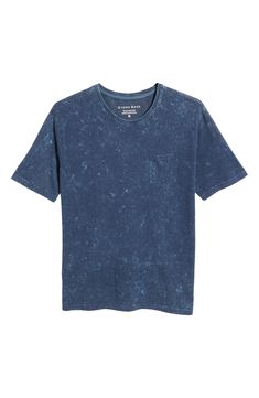 Mottled, acid-wash colors bring fresh energy to a T-shirt made with breathable cotton and a vertical seam bisecting the back. Crewneck Short sleeves 65% cotton, 35% polyester Machine wash, dry flat Imported Casual Indigo Crew Neck T-shirt, Indigo Cotton Short Sleeve T-shirt, Casual Bleached Acid Wash Top, Casual Acid Wash Bleached Top, Indigo Relaxed Fit Pre-washed Tops, Indigo Tops Pre-washed Relaxed Fit, Indigo Top With Relaxed Fit, Pre-washed, Acid Wash Stonewashed T-shirt For Summer, Hand Dyed Washed Black Crew Neck Top