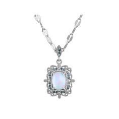 The vintage-inspired design of this Tiara white opal pendant exudes charm and grace, making it a versatile piece that's suitable for both casual outings and formal events. Click on this JEWELRY & WATCHES GUIDE to learn about fit, styles, materials and more! The vintage-inspired design of this Tiara white opal pendant exudes charm and grace, making it a versatile piece that's suitable for both casual outings and formal events. Click on this JEWELRY & WATCHES GUIDE to learn about fit, styles, mate Vintage White Gemstone Necklaces, Vintage White Gemstone Necklace, White Vintage Gemstone Necklace, Vintage Opal Gemstone Jewelry, Vintage Pendant Necklace, Vintage Pendant, Vintage Inspired Design, Opal Pendants, White Opal