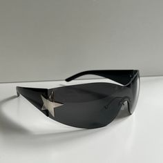 Y2k 2000s Vintage Style Black Gray Frameless Star Sunglasses Black Frame With A Dark Frameless Lens These Glasses Are Unisex :)! Uva Uvb Protection Brand New Star Sunglasses, 2000s Vintage, Colored Sunglasses, Y2k 2000s, Cat Eye Sunglasses, Black Frame, Sunglasses Accessories, Black Gray, Women's Accessories