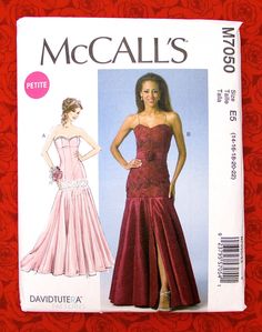 a sewing pattern for a woman's evening gown