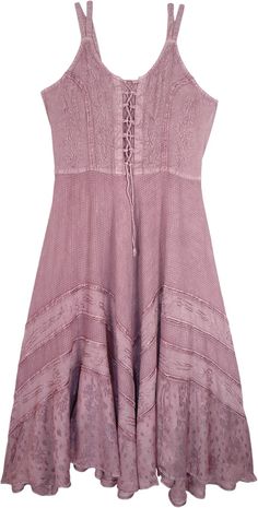 A fresh design in vintage or medieval style bohemian clothing - this flowy and cute classic dress gently skims the body and gives you a flattering fit. It's a sleeveless dress with an uneven hemline and a balanced silhouette. #tlb #Sleeveless #Stonewash #Embroidered #Lace #vacationclothing #bohemianfashion #VintageDress #westerndress #renaissancedress #medievaldress Flowy Knee-length Boho Sundress, Bohemian A-line Sleeveless Dress For Spring, Bohemian Fitted A-line Sundress, Fitted A-line Bohemian Sundress, Fitted Bohemian A-line Sundress, Flowy Sleeveless Boho Dress In Rayon, Flowy Sleeveless Rayon Boho Dress, Spring Sleeveless Flowy Boho Dress, Fitted Bohemian Knee-length Sundress