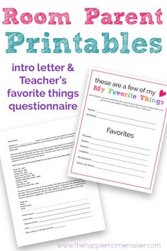 room parent printables for teachers and parents to help them learn how to read