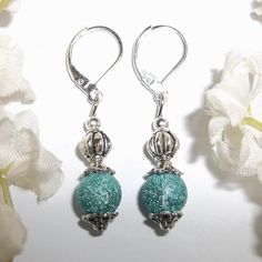 This Unique Earring Set Is Brand New & Handmade By Me - Wvluckygirl. Done With Turquoise Blue Acrylic Beads In A Druzy Drusy Glitter Style. They Have Silver Toned Costume Jewelry Beads Which Were Antiqued In Black. The Pair Dangle & Drop From 925 Sterling Silver Lever Backs For Women's Pierced Ears. 1 5/8 Inches Tall & Almost 3/8 Inch Wide. Each Single Earring Weighs 1.5 Grams. Very Lightweight! Just The Right Amount Of Glitz Glam And Sparkle To Liven Up Your Wardrobe. Fashion Accessory Funky M Nickel-free Turquoise Jewelry For Parties, Adjustable Silver Glitter Jewelry, Party Turquoise Jewelry With Silver Beads, Adjustable Turquoise Beaded Earrings For Party, Elegant Glitter Dangle Jewelry, Nickel-free Turquoise Earrings For Party, Blue Glitter Jewelry For Party, Blue Glitter Dangle Earrings, Blue Beaded Earrings