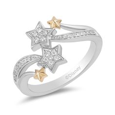 Disney Tinker Bell Inspired Star Ring Sterling Silver 1/10 CTTW | Enchanted Disney Fine Jewelry Channel Jewelry, Enchanted Disney, Enchanted Jewelry, Enchanted Disney Fine Jewelry, Diamond Fashion Rings, Gold Ring Designs, Crystal Tiaras, Diamond Cocktail Rings, Disney Jewelry