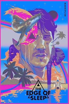 the edge of sleep poster with a man's face in front of palm trees