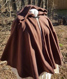 Short Fleece Cloak Dark Brown Full Circle Cloak Cape With - Etsy Cozy Brown Poncho For Outdoor, Cozy Brown Hooded Poncho, One Size Outdoor Cape Outerwear, One Size Cape For Outdoor, One Size Outdoor Cape, Solid Hooded Cape For Fall, Brown Winter Cape For Cold Weather, Hooded Fall Cape For Larp, Hooded Cape For Larp In Fall