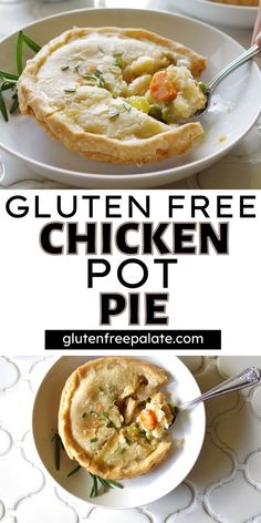 two photos of gluten free chicken pot pie with the words gluten free chicken pot pie in the center Gluten Free Pot Pie, Dairy Free Chicken Pot Pie, Gluten Free Chicken Pot Pie, Gluten Free Turkey, Gluten Free Dinners, Gluten Free Pie Crust, Gluten Free Main Dishes, 2023 Recipes, Pot Pie Recipe