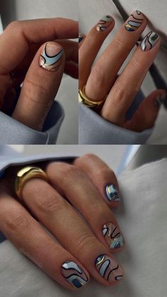 Short Abstract Nail Designs, Complex Nail Art, Abstract Nail Art Designs, Abstract Nail Designs, Abstract Nail, Mens Nails, Velvet Nails, Space Nails, Art Designs Ideas