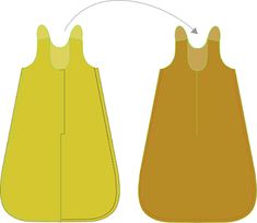 the front and back view of a yellow sleeping bag