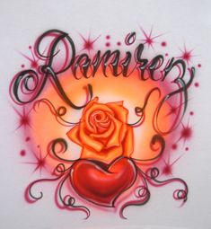 a drawing of a rose and heart with the word romance written on it's side