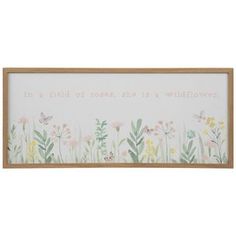 a wooden framed sign with flowers and butterflies on the front saying it's a child at rest in the wildflowers