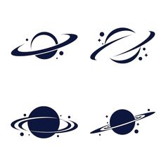 four different planets with stars on them