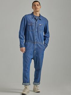 Men's Heritage Loose Union-Alls™ | Men's Union-Alls & Overalls | Lee® Relaxed Fit Cotton Overalls, Cotton Medium Wash Jumpsuits And Rompers With Side Pockets, Cotton Medium Wash Jumpsuits With Side Pockets, Medium Wash Cotton Jumpsuits With Side Pockets, Cotton Overalls With Side Pockets And Relaxed Fit, Utility Style Washed Denim Jumpsuit With Relaxed Fit, Cotton Utility Jumpsuit With Relaxed Fit, Relaxed Fit Cotton Utility Overalls, Utility Cotton Overalls With Relaxed Fit