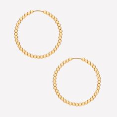 4MM 14K yellow gold beads on 50MM large gold filled endless hoop earrings for women. Gold Beaded Hoop Earrings, Gold Beaded Earrings With Spacer Beads, Gold Hoop Earrings With Tiny Beads, Gold Small Hoop Earrings With Spacer Beads, Gold Hoop Jewelry With Tiny Beads, Gold 14k Gold-filled Hoop Earrings With Round Beads, Gold Hoop Earrings With Round Beads, Everyday Gold Beaded Round Earrings, Everyday Gold Round Bead Earrings