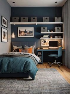 #homedecor, #interiordesign, #homedesign, #decor inspiration Teenage Room Decor Boy Small Bedroom Ideas, Room Ideas Boys Teen, Big Boys Room Ideas, Teenager Boy Bedroom Ideas, Room For Teenage Boys, Teenage Bedroom Ideas Boy, Small Bedroom For Boys, Boys Bedroom Desk, Tiny Boys Bedroom