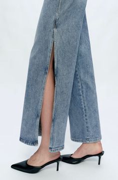 Take your style to new heights with our High Rise Wide Leg Denim Jeans. The dramatic slit adds a touch of boldness to your look, while the high rise waist elongates your legs for a flattering fit. Dare to stand out and make a statement in these jeans!. Elevate your denim game with our High Rise Wide Leg Jeans! These are not your ordinary jeans - with a flattering high rise and trendy wide leg style, they are sure to make a statement. Plus, the slit adds just the right amount of edginess. Upgrade Wide Leg Denim Jeans, High Rise Wide Leg Jeans, Stretch Denim Fabric, Live Shop, Denim Accessories, Timor Leste, Dress Jewelry, Wide Leg Denim, Caicos Islands