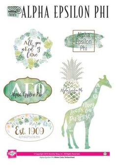 an image of some stickers with the words aloha epiloon phi