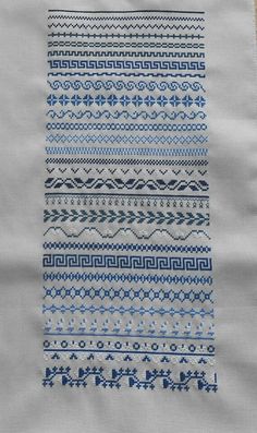 a piece of cloth with blue and white designs on it