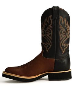 Justin Men's Paluxy Brown Tekno Crepe Cowboy Boots - Round Toe, Coffee Brown Work Boots With Goodyear Welt For Rodeo, Rugged Black Work Boots For Ranch, Rugged Black Work Boots For Western-themed Events, Black Work Boots With Reinforced Toe For Ranch, Black Rugged Work Boots For Western-themed Events, Black Reinforced Toe Work Boots For Ranch, Western Brown Work Boots With Goodyear Welt, Brown Western Work Boots Goodyear Welted, Brown Western Work Boots With Goodyear Welt