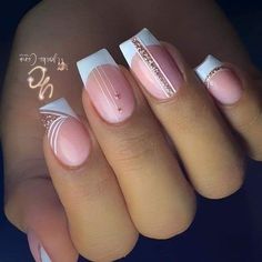 Unghie Nail Art, Milky Nails, Manicure Nail Designs, French Manicure Nails, Trendy Nail Art, Short Acrylic Nails, Best Acrylic Nails, Nail Accessories