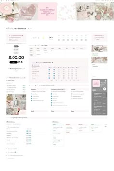 the website is displayed with pink and white flowers on it's desktop screen, as well as other items