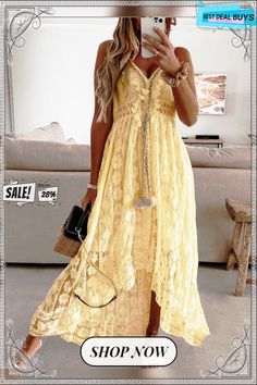 Women's Lace Sling Big Dress Solid Color Long Dress Spring Vacation Sundress Suspender Dress, Beige Suspender Dress For Beach In Summer, Beige Suspender Dress For Beach Summer, Beige Suspender Dress For Summer Beach, Chic Sling Maxi Dress For Spring, Chic Beige Suspender Dress For Spring, Non-stretch Beige Summer Dress, Beige Non-stretch Summer Dress, Spring Vacation Lace Maxi Dress