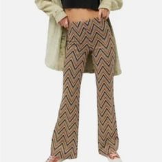 Urban Outfitters Zig Zag Pull On Flat High Waist Pants. Nwt! Size Medium. Never Worn. Urban Outfitters High Waist Bottoms For Fall, Trendy Urban Outfitters Bottoms With Elastic Waistband, Urban Outfitters High-waisted Pants For Fall, Trendy High-waisted Pants From Urban Outfitters, Casual Fall Bottoms By Urban Outfitters, Urban Outfitters Trousers For Fall, Casual Urban Outfitters Bottoms For Fall, Urban Outfitters Stretch Bottoms For Fall, Urban Outfitters High Waist Pants With Elastic Waistband