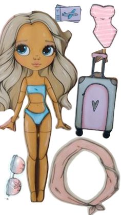 an image of a doll with luggage and accessories