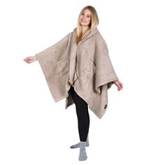 For most occasions, this hooded cape is your ideal choice. With flat shoes, boots, sports shoes, both casual and fashionable, you will get a lot of compliments. One size fits most people, solid colors are versatile, everyone can wear a unique style. Can be worn like sweaters, take the place of jackets and coats. Take it wherever you need it. Spacious cape for adults and teens. It is a good gift for Christmas, Thanksgiving, birthday, Mother's Day. Comfortable Winter Outerwear With Adjustable Hood, Cozy Hooded Poncho For Outdoor, Casual Winter Poncho For Outdoor, Hooded Poncho For Fall Outdoor Activities, Hooded Fall Poncho For Outdoor Activities, Casual Hooded Poncho For Outdoor Activities, Casual Hooded Poncho For Cold Weather, Womens Tailored Suit, Cape Cloak