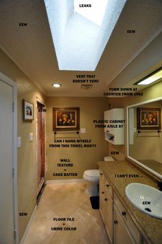 an image of a bathroom setting with pictures on the wall and below it's lights