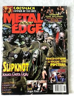 the cover of metal edge magazine featuring slipknot and other punk band members in full costume