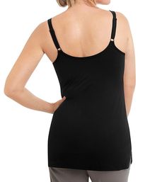 Wear this clever camisole with or without your bra, adding your favorite Amoena breast form if needed. Rounded neckline in front and back. Shelf bra is lined at front with same fabric and has vertical darts for shape. Light contour padding is sewn onto outside of shelf bra for comfortable support and coverage. Shelf bra lining has pockets for removable padding or breast forms, not included. Sewn-on elastic underband around base of shelf bra offers light support and maintains a consistent fit. Sh Shapewear Tank Top With Built-in Bra And Wide Straps, Elegant Tank Top With Built-in Bra And Wide Straps, Summer Shapewear Camisole With Built-in Bra, Elegant Stretch Tank Top With Wide Straps, Camisole With Removable Bra Pads And Wide Straps, Shaping Scoop Neck Tank Top With Built-in Bra, Elegant Stretch Top With Adjustable Straps, Fitted Camisole With Wide Straps, Bra Friendly, Sleeveless Camisole With Removable Bra Pads