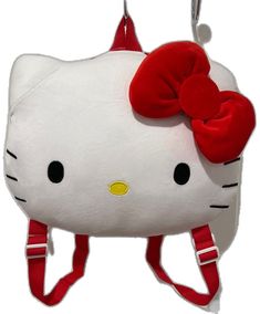 White Standard Backpack For Gift, White School Bag With Cat Design, White Hello Kitty Backpack For Everyday Use, White Hello Kitty Backpack For Daily Use, White Hello Kitty Print Backpack For Daily Use, Cute White Cat Design Backpack, White Cat Design Backpack, White Hello Kitty Kawaii Backpack, White Cat Design Standard Backpack