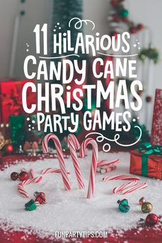 Want to add some festive fun to your holiday party? The Candy Cane Games are perfect for groups, Christmas parties, or family game nights! Play one or ALL of them! Easy, funny, and great for making memories. Funny Holiday Games For Family, Fun Small Family Christmas Games, Family Game Night Christmas, Holiday Party Games Family, Christmas Candy Cane Games For Family, Group Xmas Games, Candy Cane Hook Em Game, Christmas Games For Family Marshmallow, Snowball Toss Game Christmas Parties