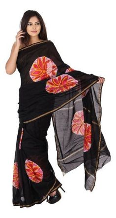 Our exquisite Jaipur Black Chanderi is finely crafted by the blend of cotton and silk. You can wear it on any occasion like cultural programs and parties. The texture of this saree will guaranteed give you an elegant and classy look. Shop it to experience the beauty of original Chanderi Saree.   It has attached unstitched blouse material. The color of blouse is pink. The blouse worn in the image is just for styling purpose.                                           Details:                                                                           Fabric: Hand dyed Chanderi and hand block printed saree (Cotton silk) Blouse piece: Pink color Length of Saree: 6 meters Length of Blouse: 80cm Note: We provide all services for our buyers like fall, Pico and blouse stitching. It will take 7-10 da Saree Cotton Silk, Saree Cotton, Chanderi Saree, Block Print Saree, Cotton Silk Saree, Pure Black, Indian Saree, Blouse Material, Printed Sarees