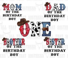 some type of birthday card with the word's name and cowboy hat on it